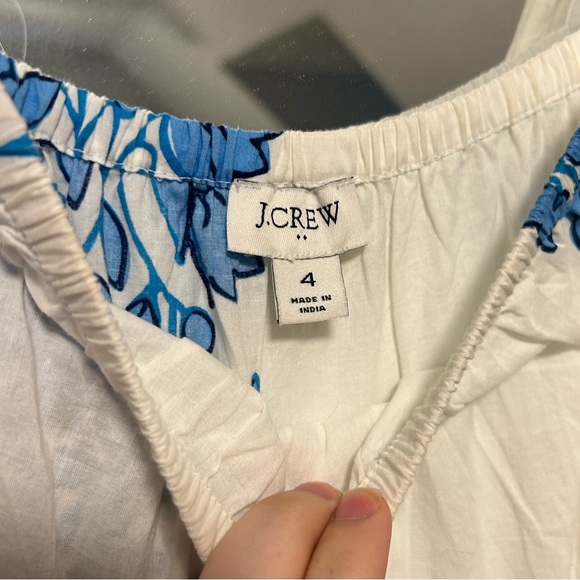 J. Crew Floral White Tiered Puff Sleeve Midi Dress - Size 4 - Picture 6 of 7